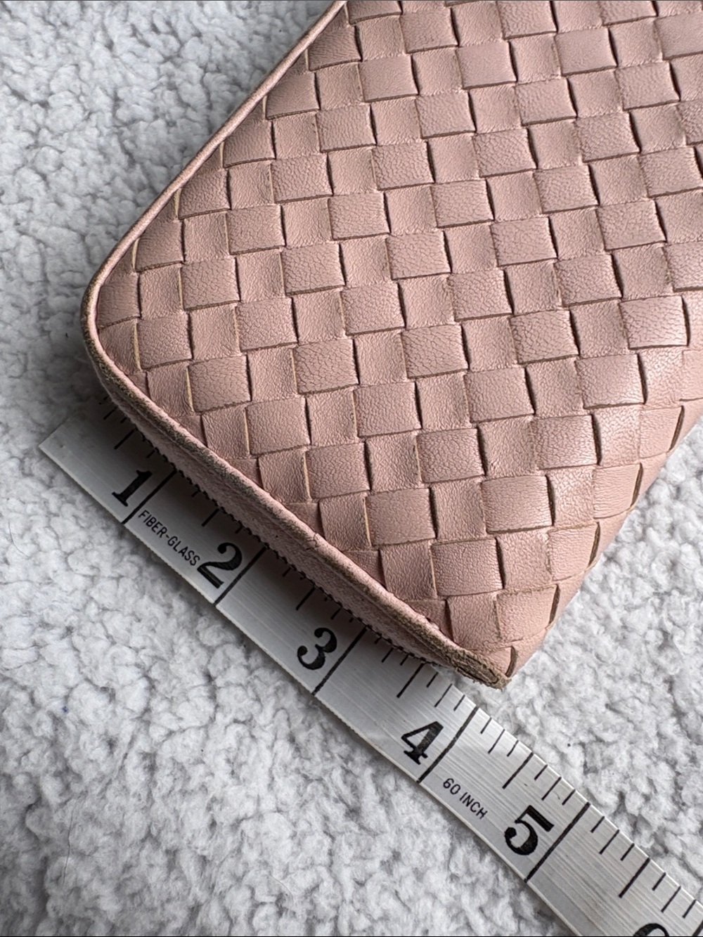 Bottega Veneta NAPPA Lambskin Leather Woven Zip-Around Wallet in Blush Pink - Picture 15 of 15